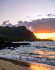 Sunset over tropical beach (1)