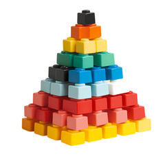 Fototapeta premium Pyramid stack of pastel building blocks isolated on transparent background