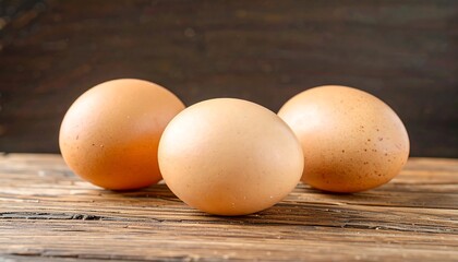 Three Eggs on Wooden Surface