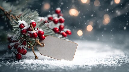 Soft background with snow-dusted pine twigs