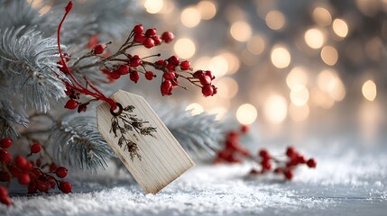 Soft background with snow-dusted pine twigs