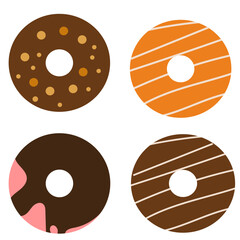 Fototapeta premium Glazed donuts set, sweet dessert, assorted donuts