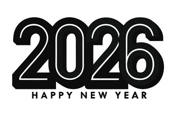 Bold black numbers twenty six happy new year celebration greeting