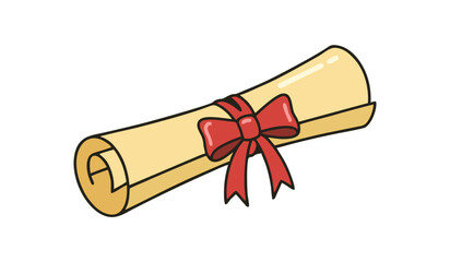Simple vector design of diploma scroll tied with ribbon