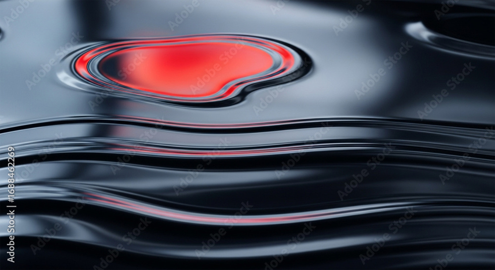 Fototapete abstract chrome waves cascade with a luminous red accent creating depth and visual intrigue here
