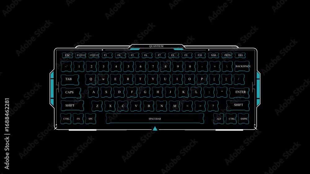 Poster futuristic keyboard: cyan digital keypad interface