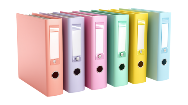 Row of Ring Binders isolated on a white background