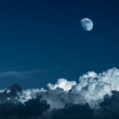 Moonlit Clouds Over a Calm Night Sky