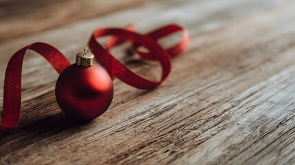 Simple Christmas scene with single red ornament