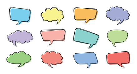 Vibrant, modern speech bubbles in assorted pastel colors perfect for creative communication and design projects.