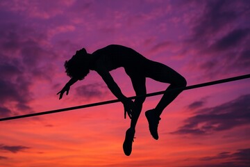 High Jumper Against Sunset Sky
