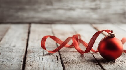 Simple Christmas scene with single red ornament