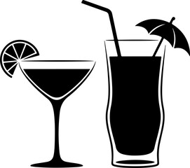 cocktail icons set  silhouette vector illustration