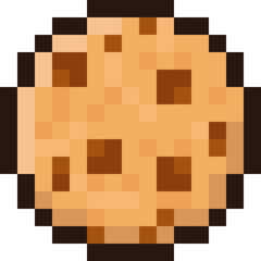 Round chocolate chip cookie in pixel style
