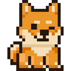 Cute sitting Shiba Inu dog in pixel art