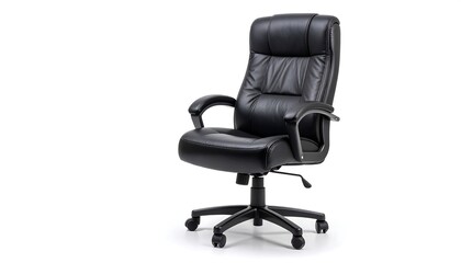 Obraz premium Black Executive Office Chair on White Background.