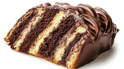 PNG Marble cake slice with chocolate swirl 