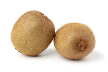 Kiwis leaning against each other. isolated on white background.