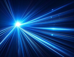 Abstract blue light streaks radiating from a central point