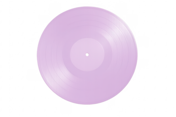 Pink vinyl record on transparent background representing music and nostalgia