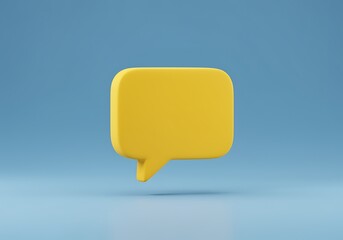 Vibrant Yellow Speech Bubble on Blue Background for Communication and Feedback Concepts Presentation