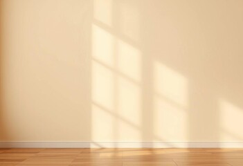 Fototapeta premium Smooth beige wall, subtly shadowed, wide landscape format , graphic, muted