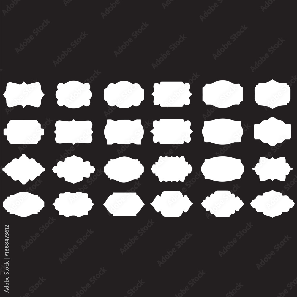 Poster abstract retro vector background frame collection with black and white shapes and ornate patterns