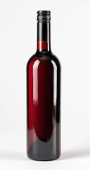 Red wine bottle against white background