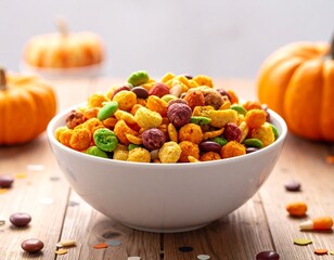 Minimal Halloween Snack Mix with Confetti Tabletop