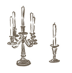very classic candle holder sketch illustration