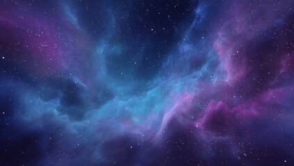 Fototapeta premium Vast cosmic nebula, swirling clouds of vibrant purple, pink, and blue nebulae, scattered stars, cosmic dust, and deep space
