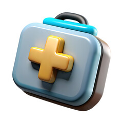 First aid kit with plus sign isolated on transparent background