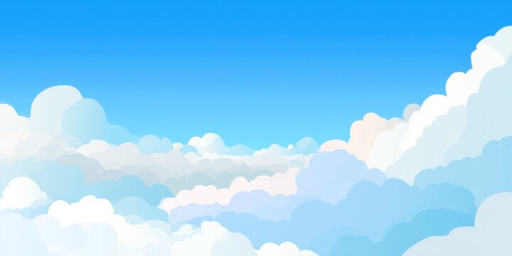 Cartoonish cloudscape against a vibrant blue sky
