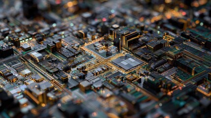 glowing circuit board digital city