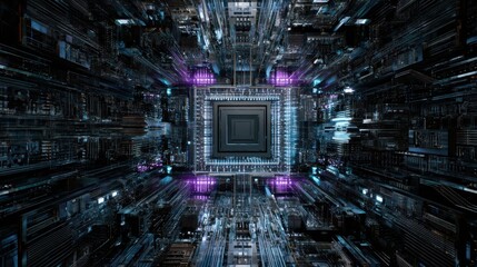 futuristic digital city core glowing