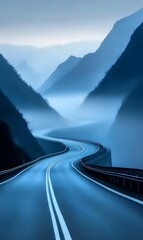 Winding Road Through Misty Mountains