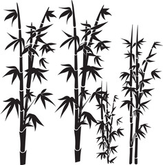 Elegant Bamboo Silhouette: Capturing the serene beauty of nature, a cluster of graceful bamboo stalks stands tall, their intricate silhouettes defining an illustration.