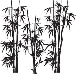 Bamboo Silhouette: A serene composition of bamboo plants, artfully presented in black and white, epitomizes tranquility and natural beauty.  