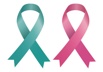 breast cancer awareness month, waving ribbon isolated with clipping path on white background....