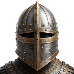 Medieval knight helmet isolated on transparent background