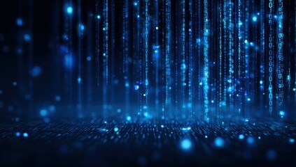 Abstract digital rain of light streaks