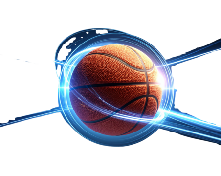 Floating Basketball with Dramatic Glow and Motion Effect PNG