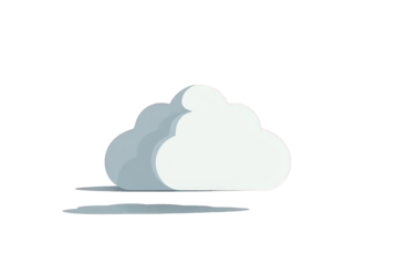White and Gray Cloud Icon on Transparent Background