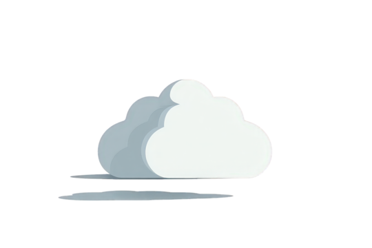 White and Gray Cloud Icon on Transparent Background