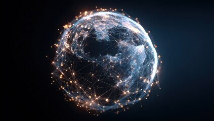 Global network sphere.  Digital Earth.  Connections