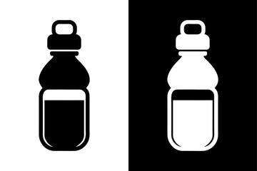 Water Bottle PNG Isolated on Black and White Background.