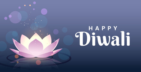 Happy Diwali Poster with Diya Lamp Vector Illustration. Indian festival of lights Design. Suitable for Greeting Card, Banner, Flyer, Template.