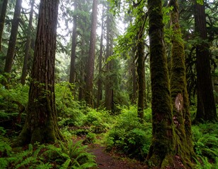 Obraz premium Lush Pacific Northwest forest