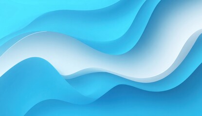 Abstract wavy background in shades of light blue and white.  Smooth, layered, and fluid forms create a dynamic visual effect