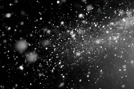 Black background, scattered white snowflakes